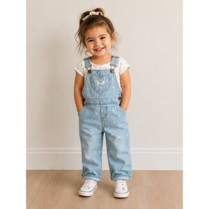 Oshkosh Heart Overalls (4T) Heart Pocket & Heart Pattern (straight leg)